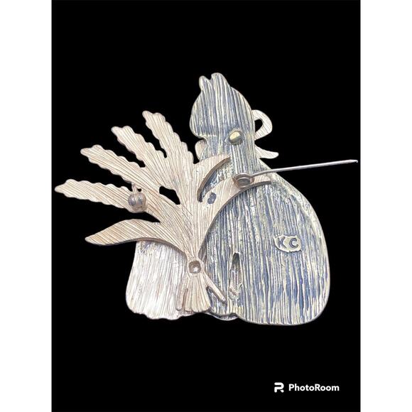 VTG KC Kenneth Cole Enamel Autumn Cat Pumpkin Brooch Pin 2" - Picture 2 of 4